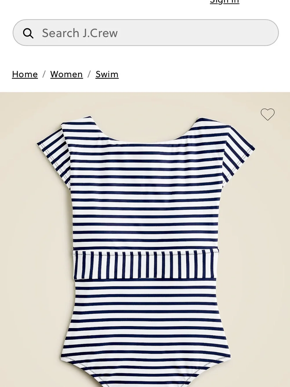 J. Crew Cap-Sleeve One-Piece Swimsuit in Classic Stripe - Size 10
